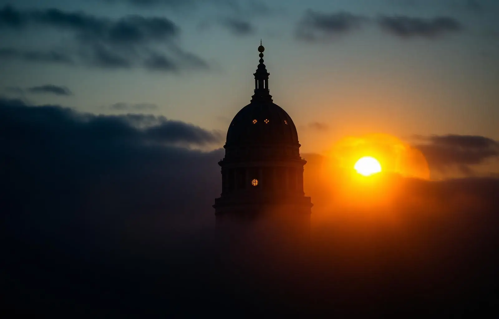 Maryland State House dome at dusk, Annapolis